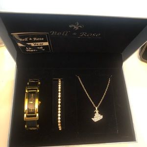 Bell and Rose watch, bracelet and necklace set